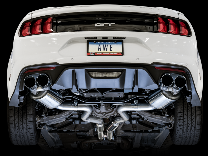 Load image into Gallery viewer, AWE Tuning 2018+ Ford Mustang GT (S550) Cat-Back Exhaust - Touring Edition (Quad Chrome Silver Tips)