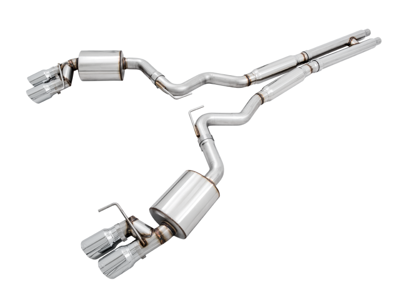 Load image into Gallery viewer, AWE Tuning 2018+ Ford Mustang GT (S550) Cat-Back Exhaust - Touring Edition (Quad Chrome Silver Tips)