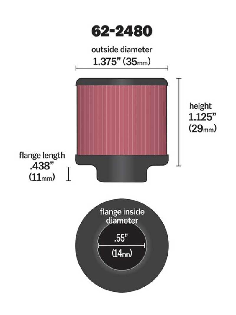 Load image into Gallery viewer, K&N Rubber Base Crankcase Vent Filter - 0.55in Flange ID 1.375in OD 1.125in Height