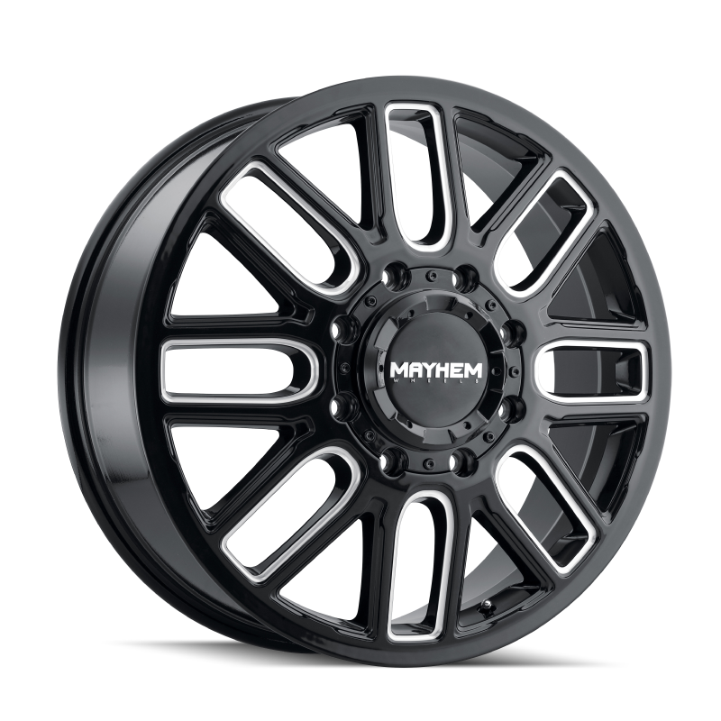 Load image into Gallery viewer, Mayhem 8107D Cogent Dually 20x8.25 / 8x210 BP / 115mm Offset / 154.2mm Hub Blk w/Milled Spokes Wheel