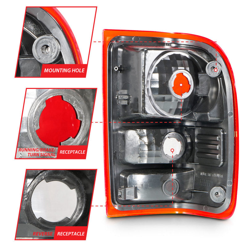 Load image into Gallery viewer, ANZO 2001-2011 Ford Ranger Taillights w/ Red/Clear Lens (OE Replacement) Pair