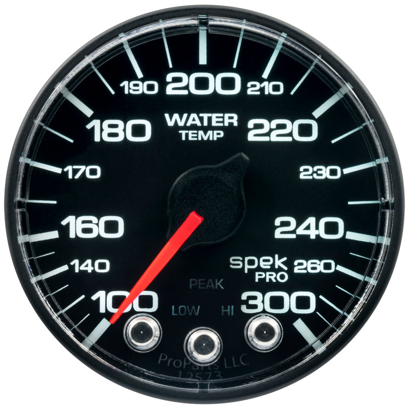 Load image into Gallery viewer, Autometer Spek-Pro Gauge Water Temp 2 1/16in 300f Stepper Motor W/Peak & Warn Blk/Blk