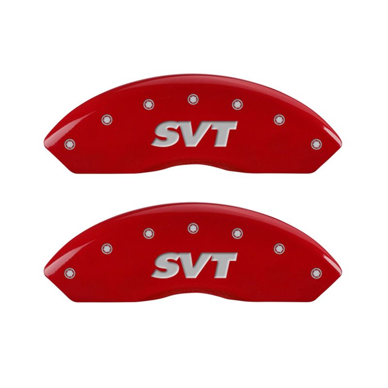 Load image into Gallery viewer, MGP 4 Caliper Covers Engraved Front & Rear SVT Red finish silver ch