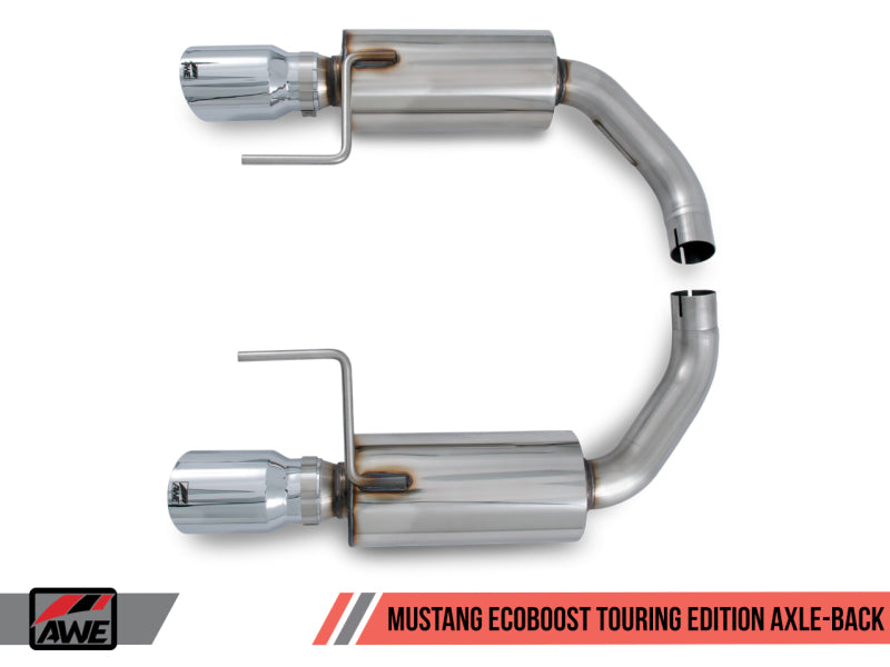Load image into Gallery viewer, AWE Tuning S550 Mustang EcoBoost Axle-Back Exhaust - Touring Edition (Chrome Silver Tips)