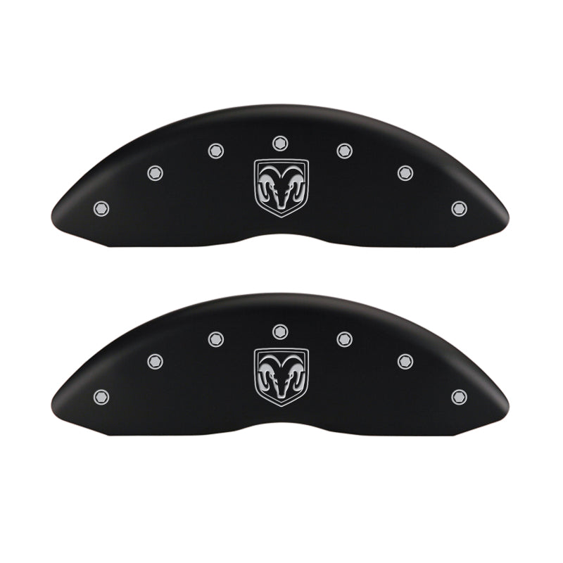 Load image into Gallery viewer, MGP 4 Caliper Covers Engraved Front RAM Engraved Rear RAMHEAD Red finish silver ch