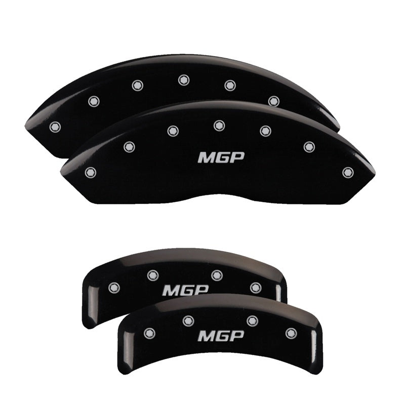 Load image into Gallery viewer, MGP 4 Caliper Covers Engraved Front & Rear Oval logo/Ford Black finish silver ch