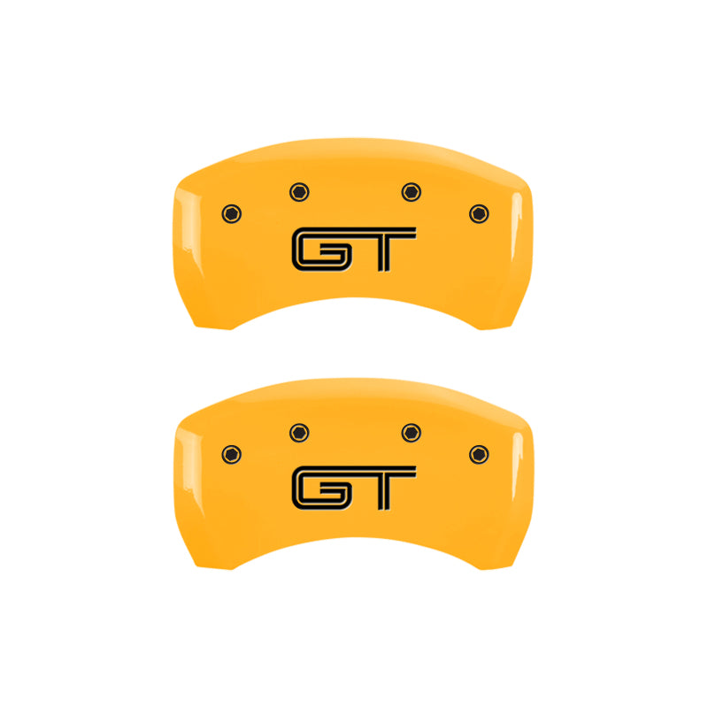 Load image into Gallery viewer, MGP Rear set 2 Caliper Covers Engraved Rear 2015/Bar & Pony Yellow finish black ch