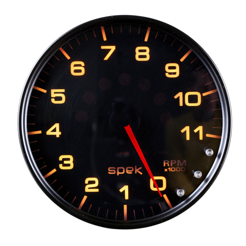 Load image into Gallery viewer, Autometer Spek-Pro Gauge Tachometer 5in 11K Rpm W/Shift Light & Peak Mem Black/Smoke/Black