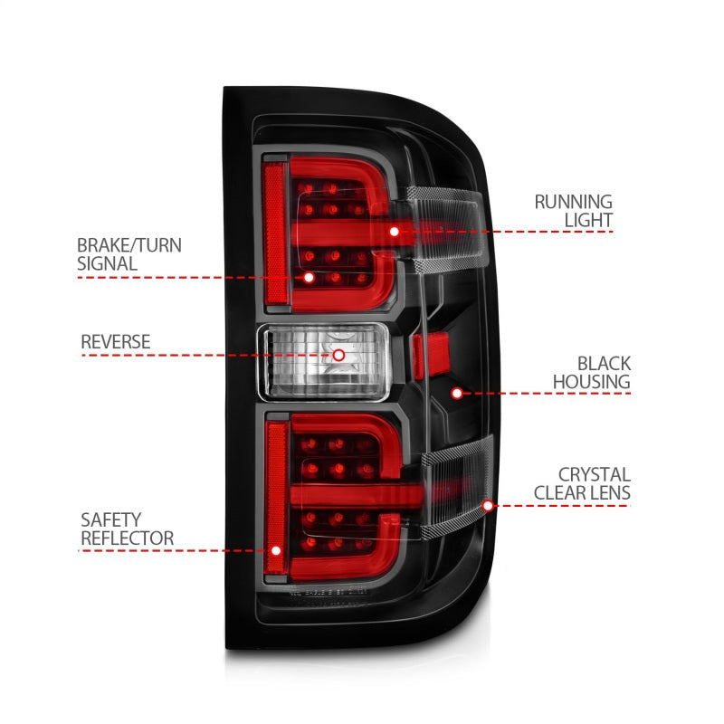 Load image into Gallery viewer, ANZO 15-19 Chevy Silverado 2500HD/3500HD (Halgn Only) LED Tail Lights w/Black Light Bar & Clear Lens