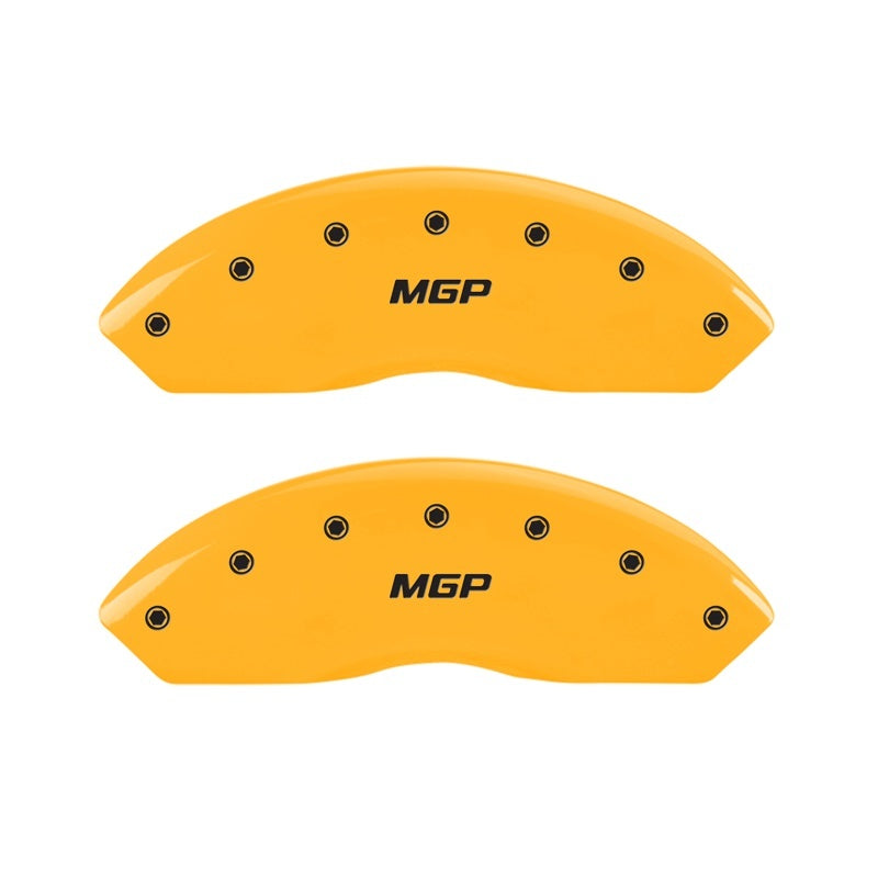 Load image into Gallery viewer, MGP 2 Caliper Covers Engraved Front MGP Yellow Finish Black Characters 2006 Jeep Wrangler