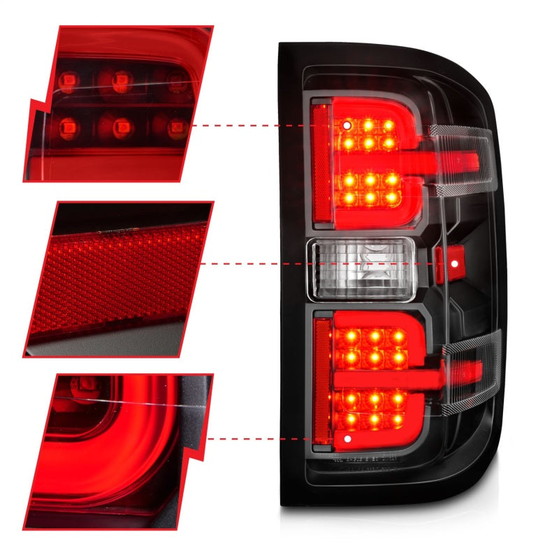 Load image into Gallery viewer, ANZO 15-19 Chevy Silverado 2500HD/3500HD (Halgn Only) LED Tail Lights w/Black Light Bar & Clear Lens