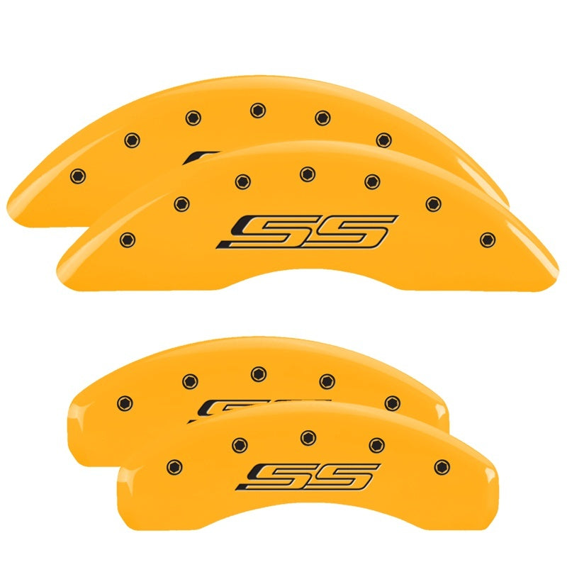 Load image into Gallery viewer, MGP 4 Caliper Covers Engraved Front & Rear Gen 5/SS Yellow finish black ch