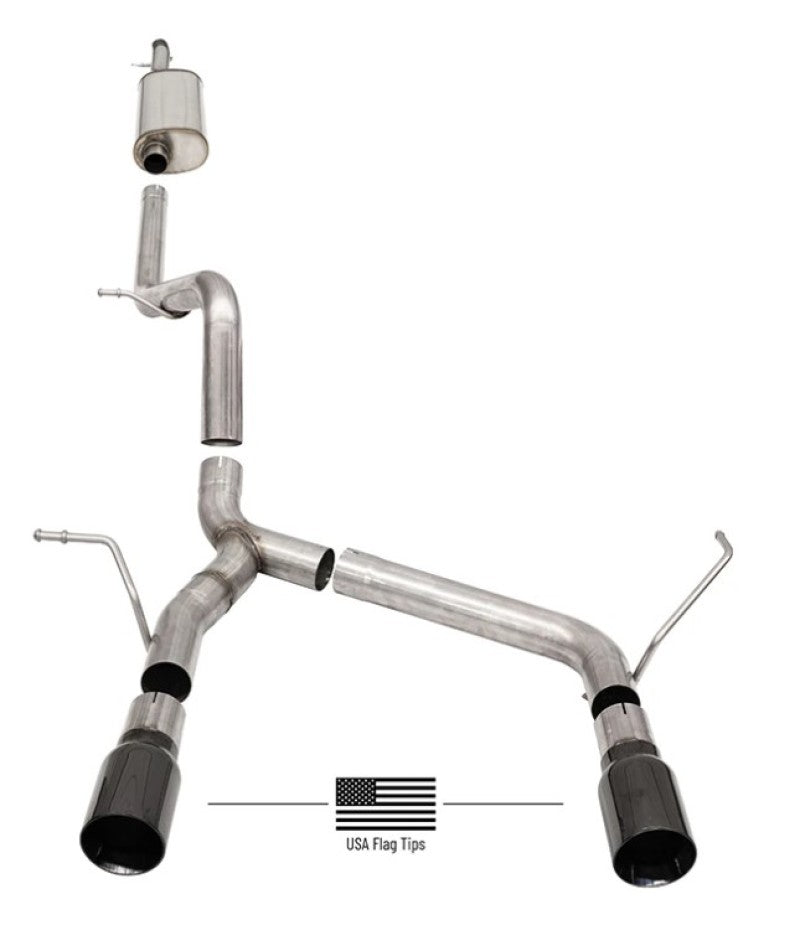 Load image into Gallery viewer, Corsa 07-18 Jeep Wrangler JKU 3.6L/3.8L 2.75in Sport Cat-Back Exhaust w/ 4in American Flag BlacTips