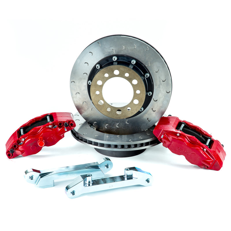 Load image into Gallery viewer, Alcon 2007+ Jeep JK w/ 6x5.5in Hub 357x32mm Rotor 4-Piston Red Calipers Front Brake Upgrade Kit