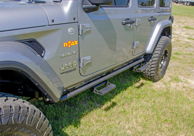 Load image into Gallery viewer, N-Fab RKR Rails 2018 Jeep Wrangler JL 4 Door Dab Length - Gloss Black - 1.75in