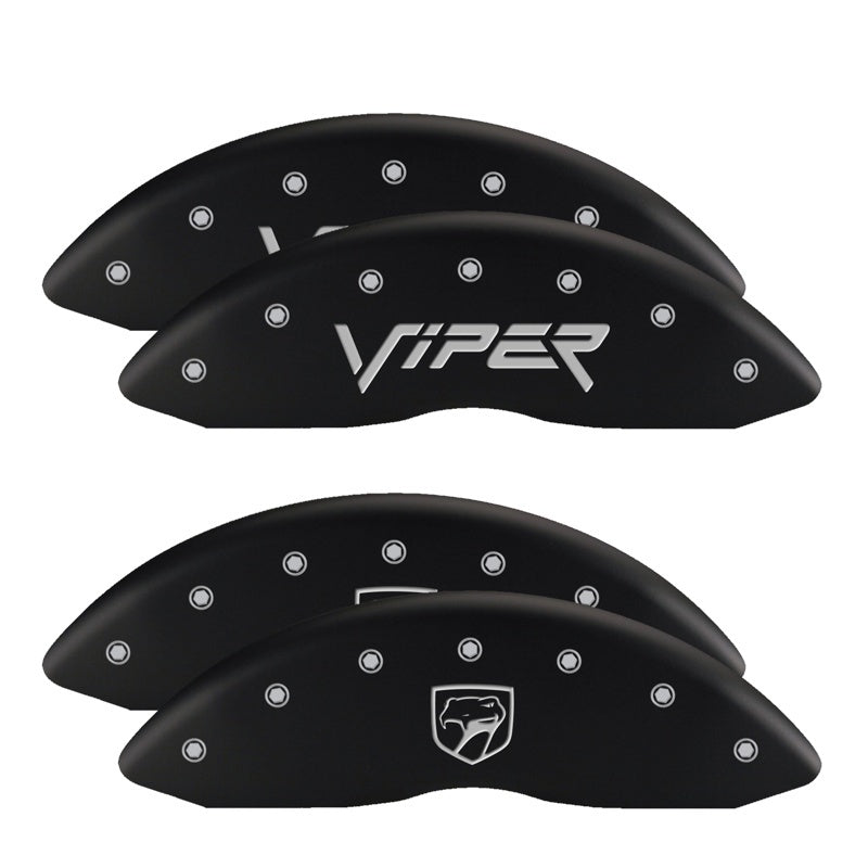 Load image into Gallery viewer, MGP 4 Caliper Covers Engraved Front & Rear Bowtie Red finish silver ch