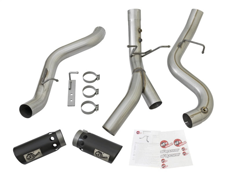 Load image into Gallery viewer, aFe ATLAS 4in DPF-Back Alum Steel Exhaust System w/Dual Exit Black Tip 2017 GM Duramax 6.6L (td)