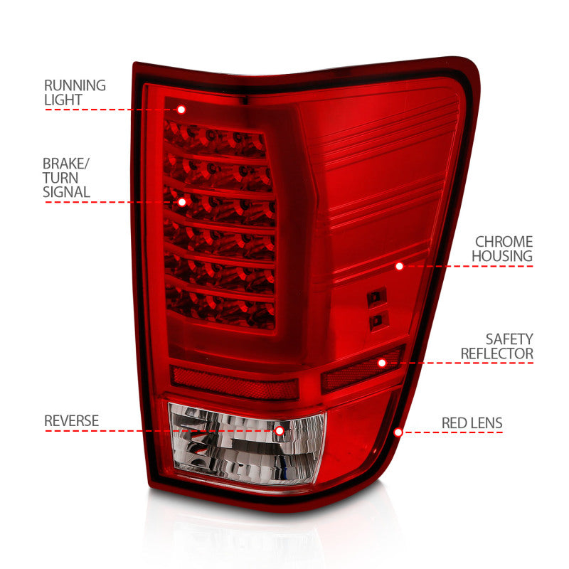 Load image into Gallery viewer, ANZO 04-15 Nissan Titan Full LED Taillights Chrome Housing Red/Clear Lens