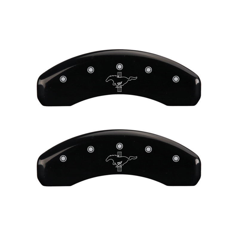 Load image into Gallery viewer, MGP 4 Caliper Covers Engraved Front 2015/Mustang Engraved Rear 2015/Bar & Pony Black fnsh silver ch