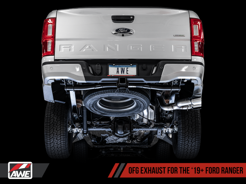 Load image into Gallery viewer, AWE Tuning 2019+ Ford Ranger 0FG Performance Exhaust System w/Chrome Silver Tips & Bash Guard