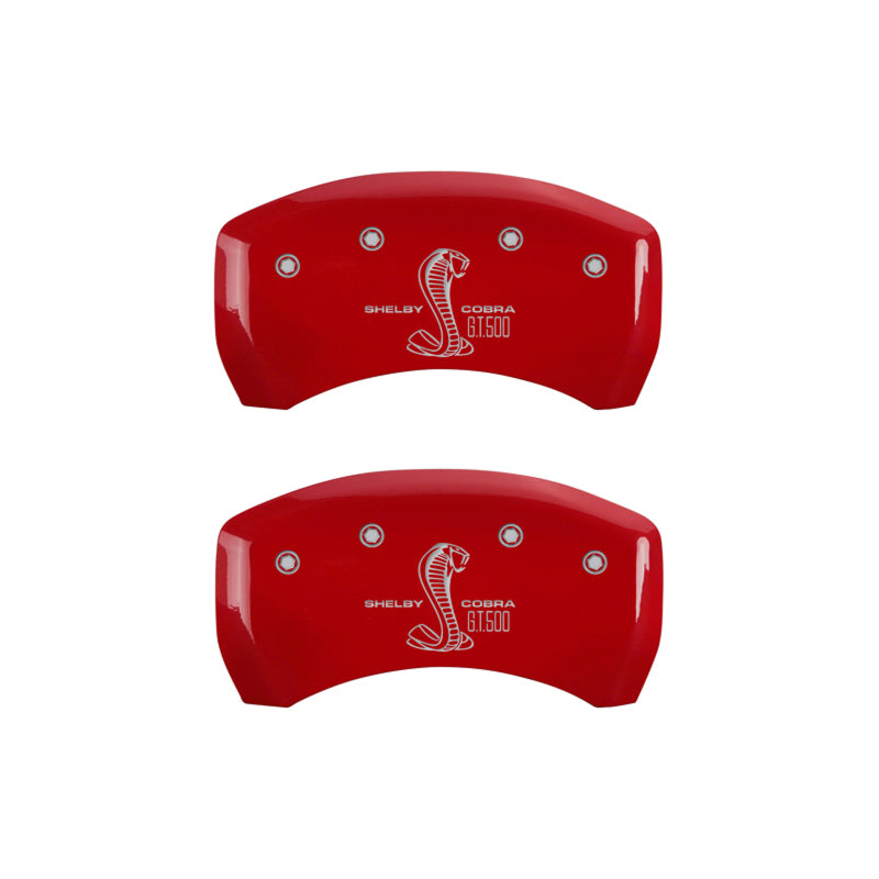 Load image into Gallery viewer, MGP Rear set 2 Caliper Covers Engraved Rear Snake Red finish silver ch