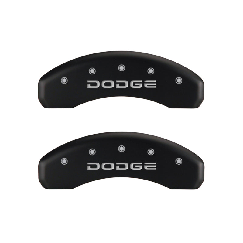 Load image into Gallery viewer, MGP 4 Caliper Covers Engraved Front & Rear Broken D/Dodge Red finish silver ch