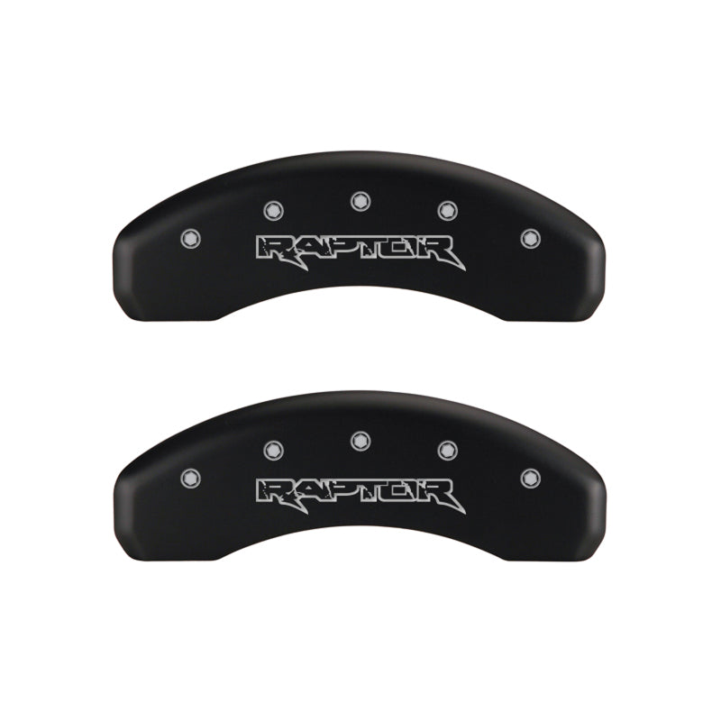 Load image into Gallery viewer, MGP 4 Caliper Covers Engraved Front & Rear Raptor Red finish silver ch