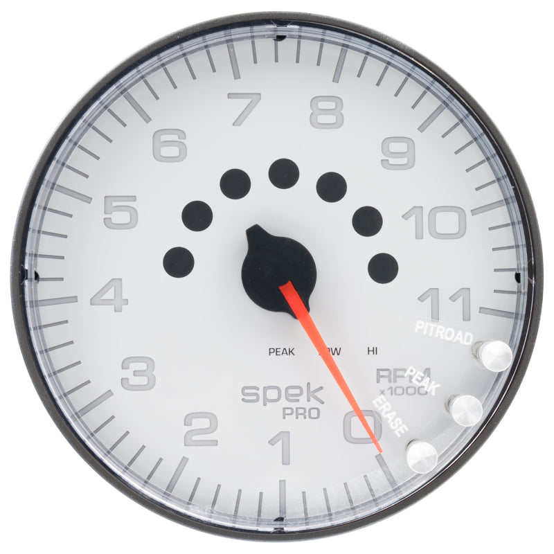Load image into Gallery viewer, Autometer Spek-Pro Gauge Tachometer 5in 11K Rpm W/Shift Light & Peak Mem White/Black