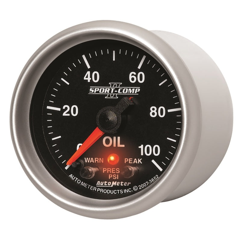 Load image into Gallery viewer, Autometer Sport-Comp II 52.4mm 0-100 PSI Oil Pressure Peak & Warn w/ Electronic Control Gauge