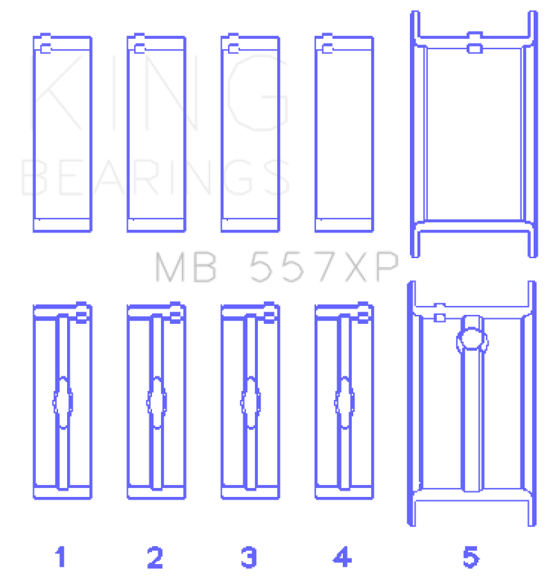 Load image into Gallery viewer, King General Motors 262/267/302/307.010in Undersize Crankshaft XP-Series Main Bearing Set (Set of 5)