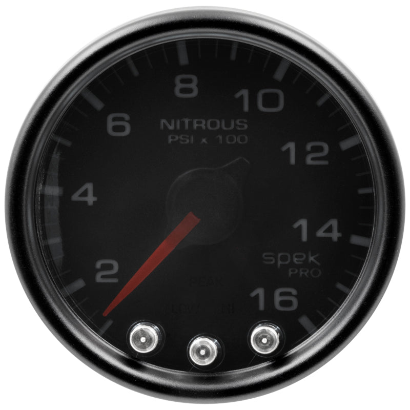 Load image into Gallery viewer, Autometer Spek-Pro Gauge Nitrous Press 2 1/16in 1600psi Stepper Motor W/Peak & Warn Blk/Smoke/Blk