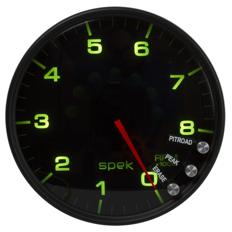 Load image into Gallery viewer, Autometer Spek-Pro Gauge Tachometer 5in 8K Rpm W/Shift Light & Peak Mem Black/Smoke/Black