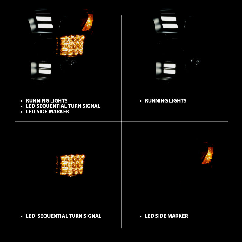 Load image into Gallery viewer, ANZO 15-17 Ford F-150 Project Headlights w/ Plank Style Design Black w/ Amber Sequential Turn Signal