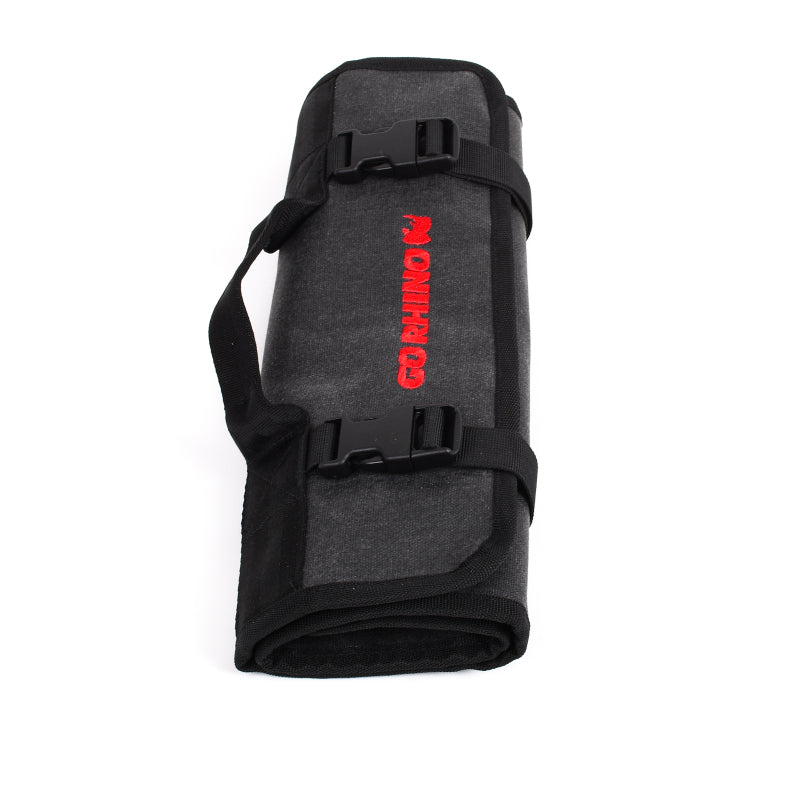 Load image into Gallery viewer, Go Rhino XVenture Gear Tool Wrench Roll - Large (4x4in. Closed) 12oz Waxed Canvas - Black