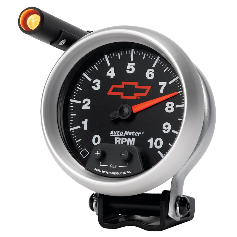 Load image into Gallery viewer, Autometer GM Red Bowtie Black 3-3/4in 0-10000 RPM Pedestal Mount Tachometer Quick-Lite