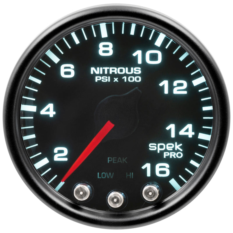 Load image into Gallery viewer, Autometer Spek-Pro Gauge Nitrous Press 2 1/16in 1600psi Stepper Motor W/Peak & Warn Blk/Smoke/Blk
