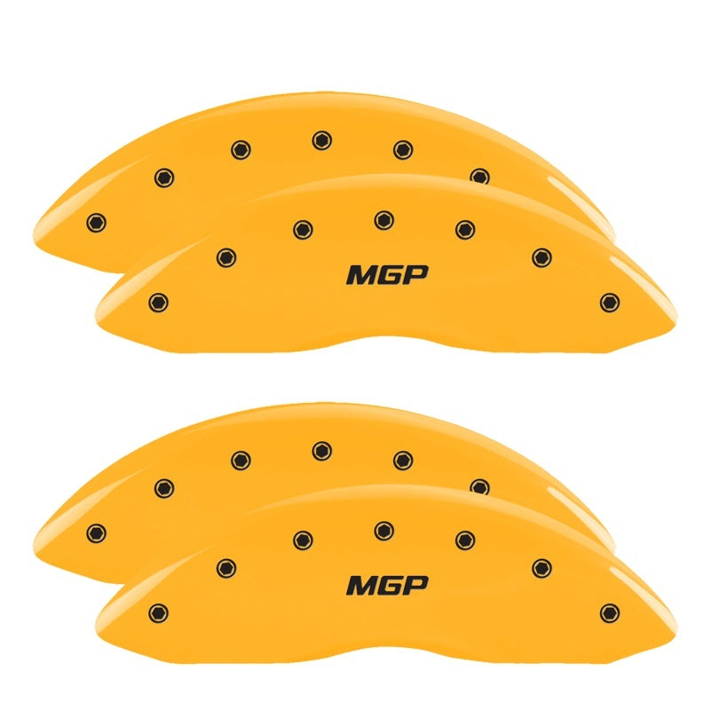 Load image into Gallery viewer, MGP 4 Caliper Covers Engraved Front & Rear MGP Yellow Finish Black Char 2002 Dodge Viper
