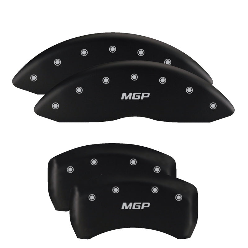 Load image into Gallery viewer, MGP 4 Caliper Covers Engraved Front & Rear With out stripes/Dodge Black finish silver ch
