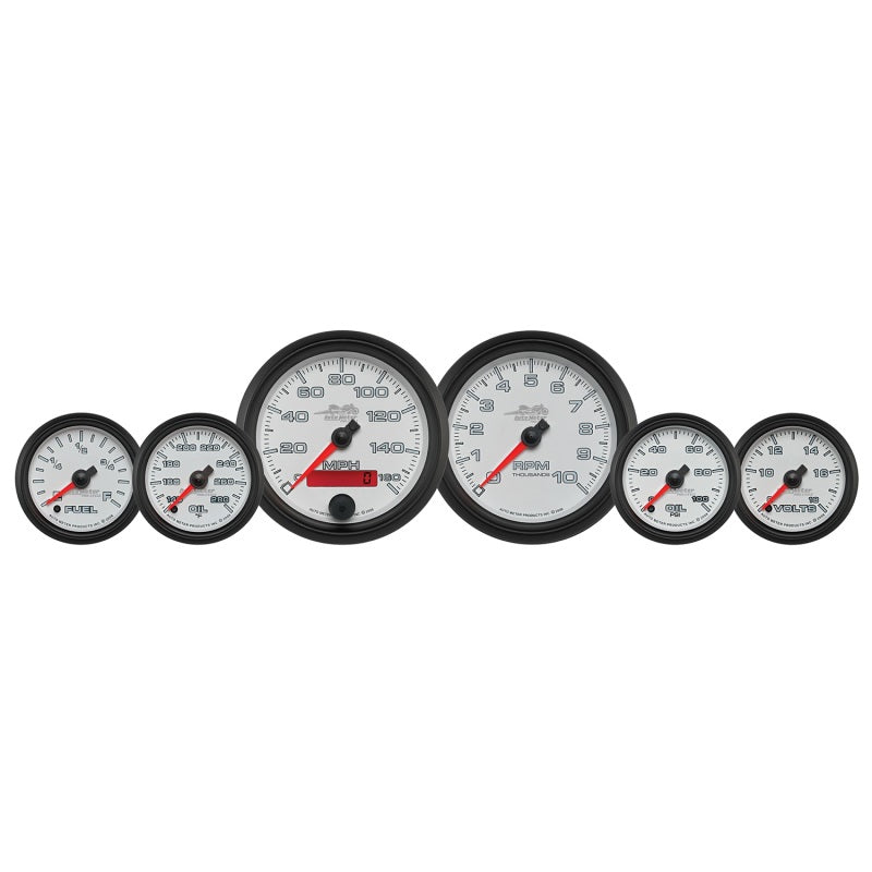 Load image into Gallery viewer, Autometer Pro-Cycle Gauge Kit 6 Pc. Kit 3 3/8in & 2 1/16in Bagger White