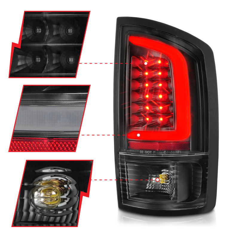 Load image into Gallery viewer, ANZO 2002-2006 Dodge Ram 1500 LED Tail Lights w/ Light Bar Black Housing Clear Lens