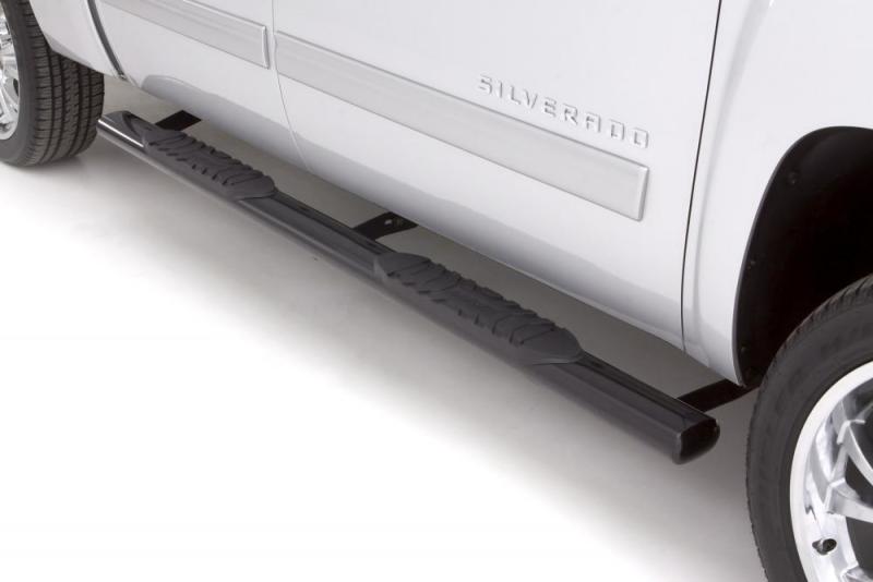 Load image into Gallery viewer, Lund 01-13 Chevy Silverado 1500 Crew Cab 5in. Oval Straight Steel Nerf Bars - Black