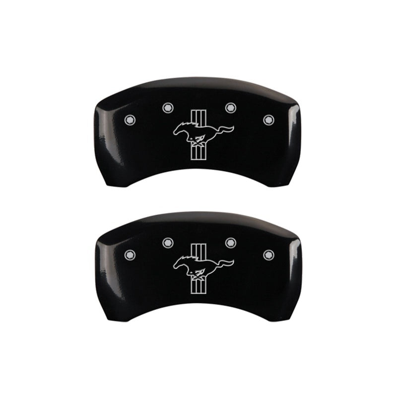 Load image into Gallery viewer, MGP Rear set 2 Caliper Covers Engraved Rear 2015/Bar & Pony Black finish silver ch