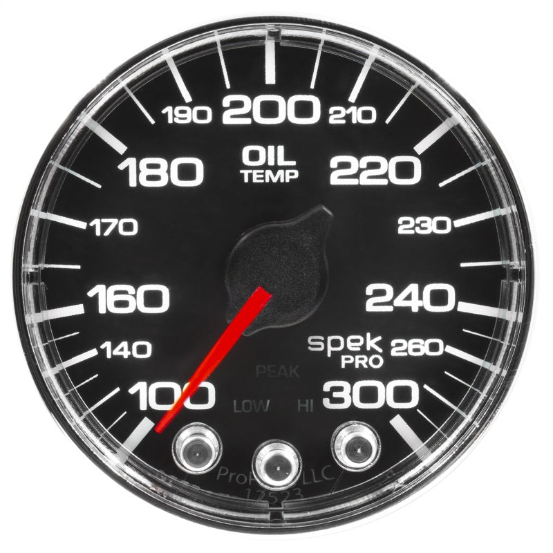 Load image into Gallery viewer, Autometer Spek-Pro Gauge Oil Temp 2 1/16in 300f Stepper Motor W/Peak & Warn Blk/Chrm