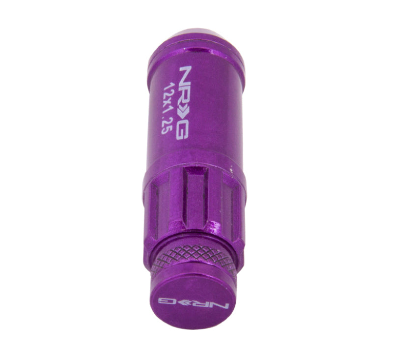 Load image into Gallery viewer, NRG 700 Series M12 X 1.25 Steel Lug Nut w/Dust Cap Cover Set 21 Pc w/Locks & Lock Socket - Purple