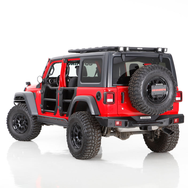 Load image into Gallery viewer, Go Rhino 08-22 Jeep Wrangler JL/JLU Body Mount Spare Tire Carrier - Tex. Blk
