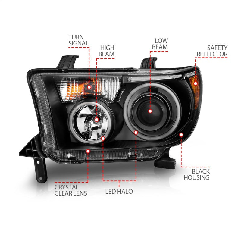 Load image into Gallery viewer, ANZO 2007-2013 Toyota Tundra Projector Headlights w/ Halo Black (CCFL)