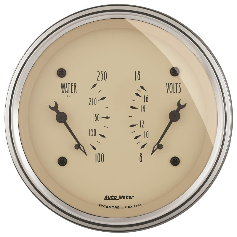 Load image into Gallery viewer, AutoMeter Gauge Dual Wtmp & Volt 3-3/8in. 250 Deg. F & 18V Elec Antq Beige