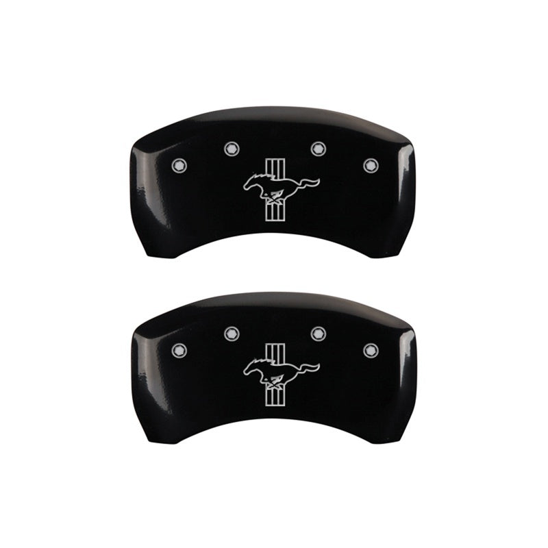 Load image into Gallery viewer, MGP Rear set 2 Caliper Covers Engraved Rear S197/Bar & Pony Black finish silver ch