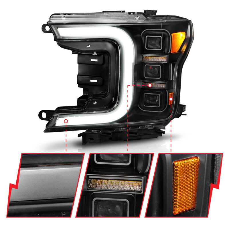 Load image into Gallery viewer, ANZO 18-20 Ford F-150 Full Led Projector Light Bar Headlights Black Amber