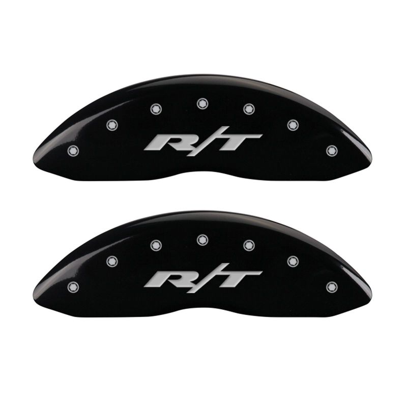 Load image into Gallery viewer, MGP 4 Caliper Covers Engraved Front & Rear RT1-Truck Black finish silver ch